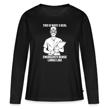Krankenschwester Lustig Notfall Krankenschwester - Frauen Premium Bio Langarmshirt - Schwarz - Vorne - Julia (174cm)
