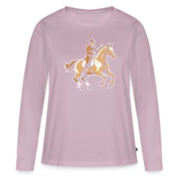 Pferd Reitsport - Frauen Premium Bio Langarmshirt - Altrosa - Vorne - Julia (174cm)