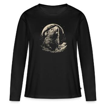 Cochon d’Inde Cochon d’Inde Lune - T-shirt manches longues Premium bio Femme - noir - Devant - Julia (174cm)