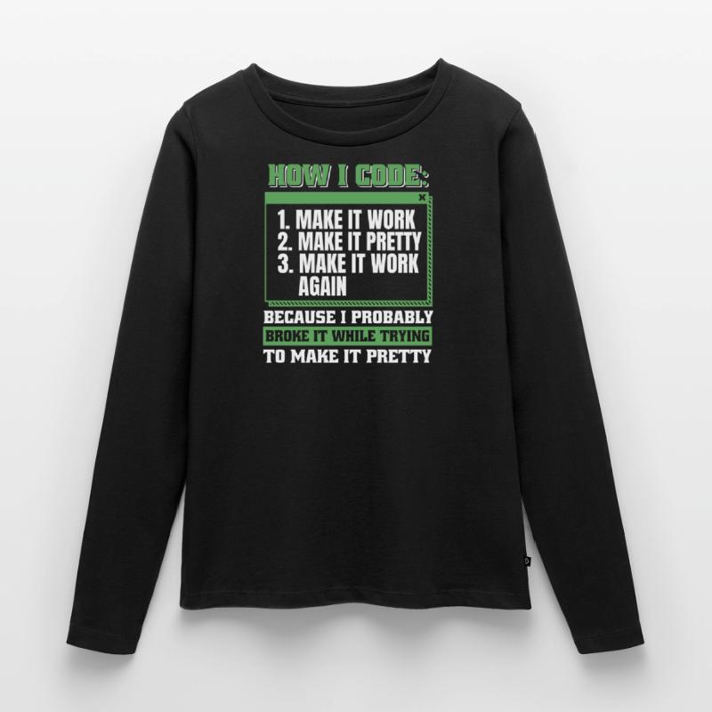 Développeur, Codeur, Programmeur T-shirt manches longues Premium bio Femme