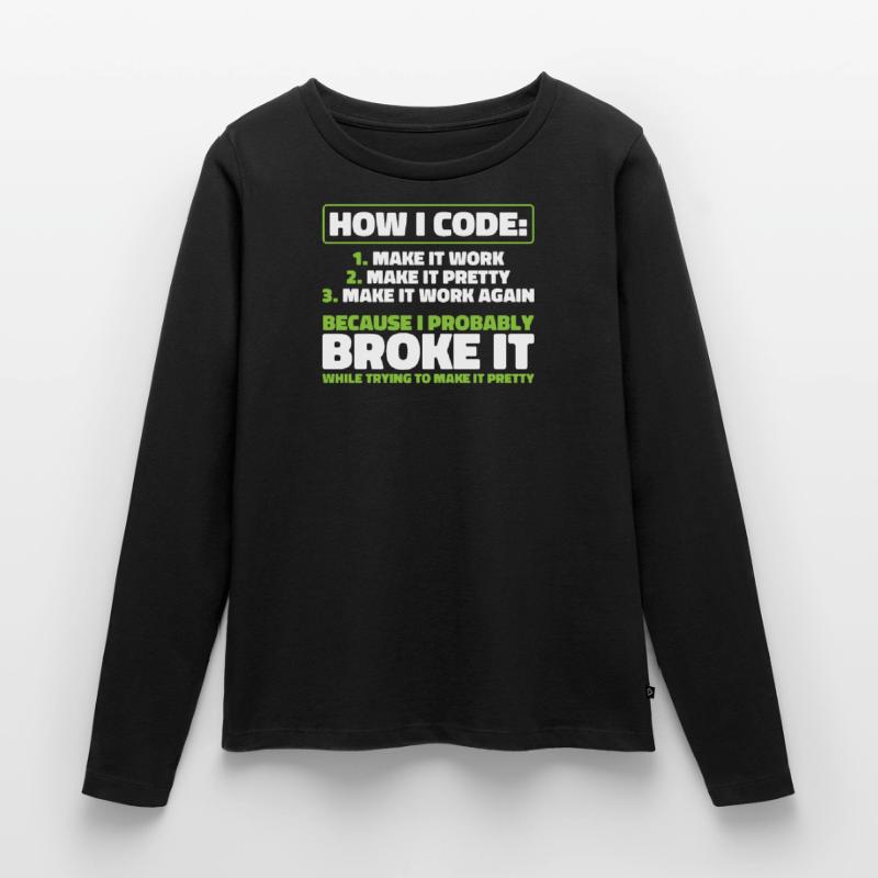 Développeur, Codeur, Programmeur T-shirt manches longues Premium bio Femme