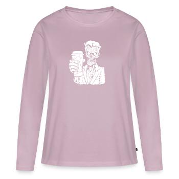 Café Café Halloween Zombie - T-shirt manches longues Premium bio Femme - rose poudré - Devant - Julia (174cm)