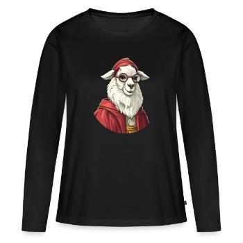 Lama chrétien chrétien - T-shirt manches longues Premium bio Femme - noir - Devant - Julia (174cm)