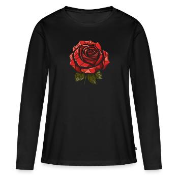 Rote Rose Goth - Frauen Premium Bio Langarmshirt - Schwarz - Vorne - Julia (174cm)