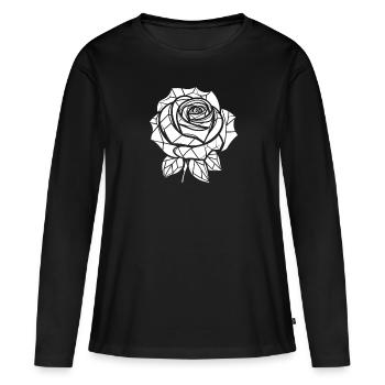 Rote Rose Goth - Frauen Premium Bio Langarmshirt - Schwarz - Vorne - Julia (174cm)