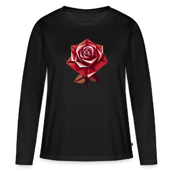 Rose rouge Goth - T-shirt manches longues Premium bio Femme - noir - Devant - Julia (174cm)