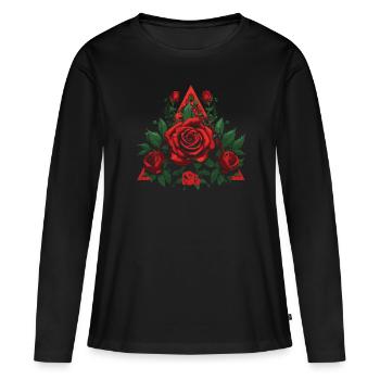 Rote Rose Goth - Frauen Premium Bio Langarmshirt - Schwarz - Vorne - Julia (174cm)