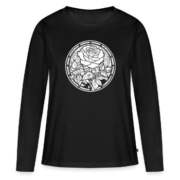 Rose rouge Goth - T-shirt manches longues Premium bio Femme - noir - Devant - Julia (174cm)