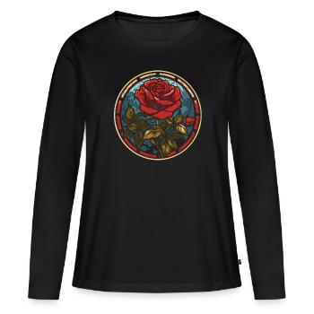 Rose rouge Goth - T-shirt manches longues Premium bio Femme - noir - Devant - Julia (174cm)