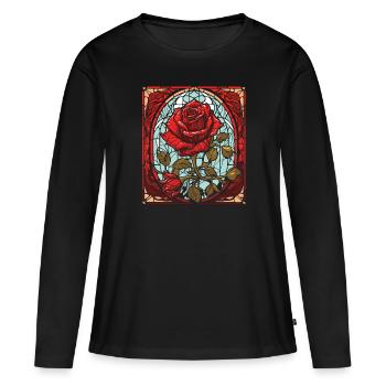 Rose rouge Goth - T-shirt manches longues Premium bio Femme - noir - Devant - Julia (174cm)