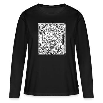 Rose rouge Goth - T-shirt manches longues Premium bio Femme - noir - Devant - Julia (174cm)