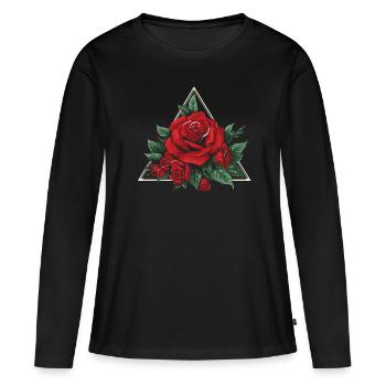 Rose rouge gothique - T-shirt manches longues Premium bio Femme - noir - Devant - Julia (174cm)