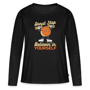 Donut Fitness Donut Gym - T-shirt manches longues Premium bio Femme - noir - Devant - Julia (174cm)