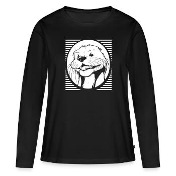 Sourire de Ratel de blaireau au miel - T-shirt manches longues Premium bio Femme - noir - Devant - Julia (174cm)