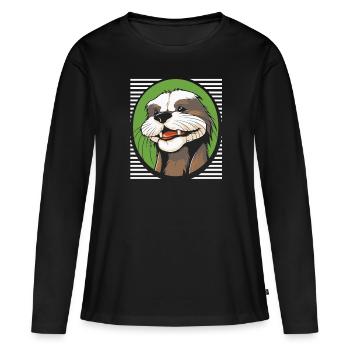 Ratel de blaireau au miel - T-shirt manches longues Premium bio Femme - noir - Devant - Julia (174cm)