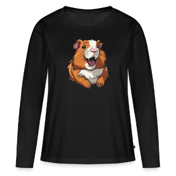Cochon d’Inde Cochon d’Inde souriant - T-shirt manches longues Premium bio Femme - noir - Devant - Julia (174cm)