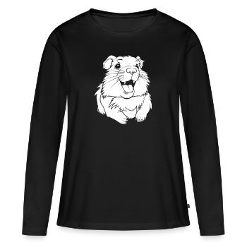 Cochon d’Inde Cochon d’Inde souriant - T-shirt manches longues Premium bio Femme - noir - Devant - Julia (174cm)