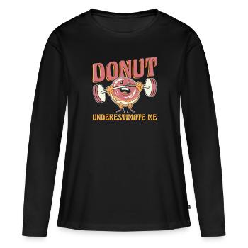 Donut Fitness Donut Gym - T-shirt manches longues Premium bio Femme - noir - Devant - Julia (174cm)
