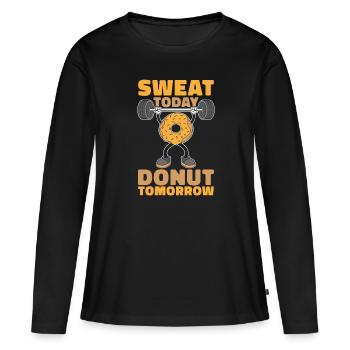 Donut Fitness Donut Gym - T-shirt manches longues Premium bio Femme - noir - Devant - Julia (174cm)