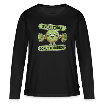 Donut Fitness Donut Gym - T-shirt manches longues Premium bio Femme - noir - Devant - Julia (174cm)