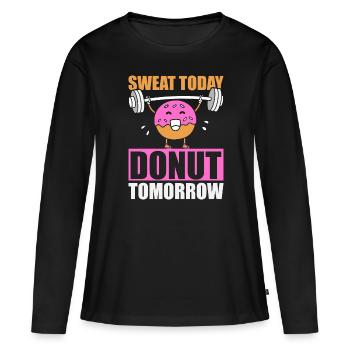 Donut Fitness Donut Gym - T-shirt manches longues Premium bio Femme - noir - Devant - Julia (174cm)