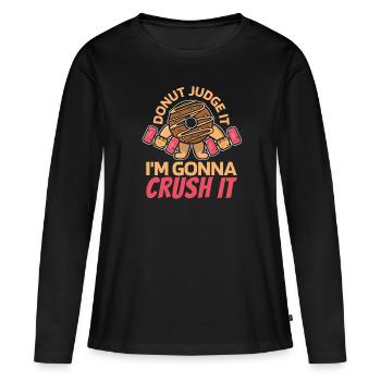 Donut Fitness Donut Gym - T-shirt manches longues Premium bio Femme - noir - Devant - Julia (174cm)