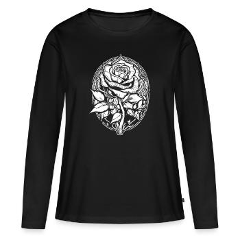Rote Rose Goth - Frauen Premium Bio Langarmshirt - Schwarz - Vorne - Julia (174cm)