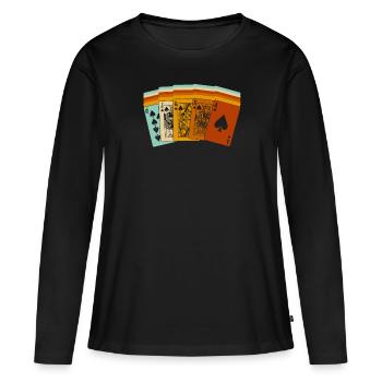 Poker - T-shirt manches longues Premium bio Femme - noir - Devant - Julia (174cm)