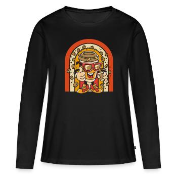 Café Café - T-shirt manches longues Premium bio Femme - noir - Devant - Julia (174cm)