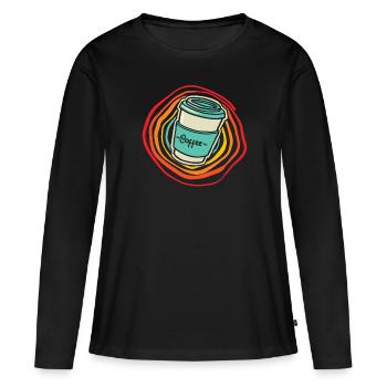 Coffee Cafe - Women's Premium Organic Long Sleeve Shirt - black - Front - Julia (174cm)