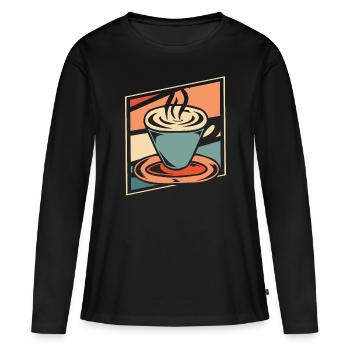 Café Café - T-shirt manches longues Premium bio Femme - noir - Devant - Julia (174cm)