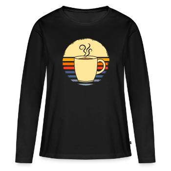 Café Café - T-shirt manches longues Premium bio Femme - noir - Devant - Julia (174cm)