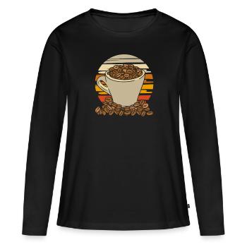 Café Café - T-shirt manches longues Premium bio Femme - noir - Devant - Julia (174cm)
