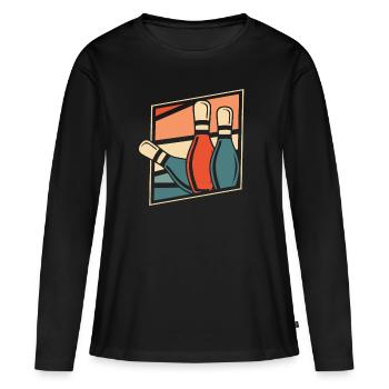 Bowling Bowlen Bowler - Frauen Premium Bio Langarmshirt - Schwarz - Vorne - Julia (174cm)