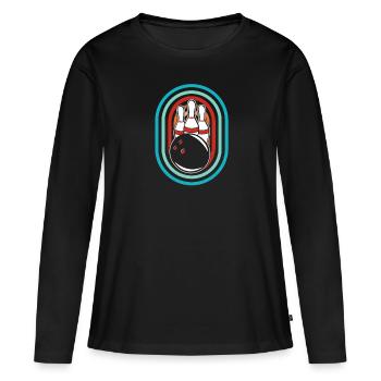 Bowling Bowlen Bowler - Frauen Premium Bio Langarmshirt - Schwarz - Vorne - Julia (174cm)