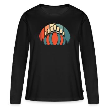 Bowling Bowlen Bowler - Frauen Premium Bio Langarmshirt - Schwarz - Vorne - Julia (174cm)