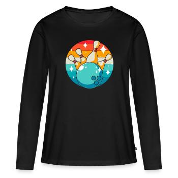 Bowling Bowlen Bowler - Frauen Premium Bio Langarmshirt - Schwarz - Vorne - Julia (174cm)