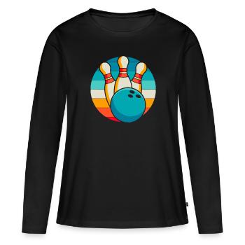 Bowling Bowlen Bowler - Frauen Premium Bio Langarmshirt - Schwarz - Vorne - Julia (174cm)