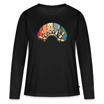 Bowling Bowlen Bowler - Frauen Premium Bio Langarmshirt - Schwarz - Vorne - Julia (174cm)