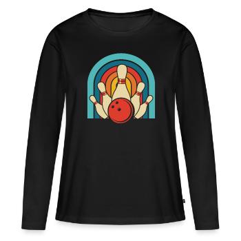Bowling Bowlen Bowler - Frauen Premium Bio Langarmshirt - Schwarz - Vorne - Julia (174cm)