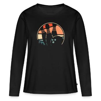Bowling Bowlen Bowler - Frauen Premium Bio Langarmshirt - Schwarz - Vorne - Julia (174cm)
