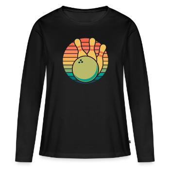Bowling Bowlen Bowler - Frauen Premium Bio Langarmshirt - Schwarz - Vorne - Julia (174cm)