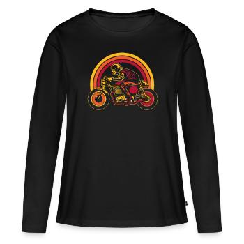 Moto Motard Motard - T-shirt manches longues Premium bio Femme - noir - Devant - Julia (174cm)