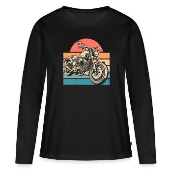 Moto Motard Motard - T-shirt manches longues Premium bio Femme - noir - Devant - Julia (174cm)