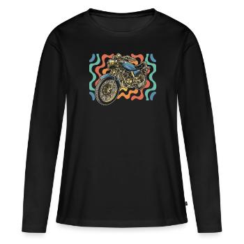 Moto Motard Motard - T-shirt manches longues Premium bio Femme - noir - Devant - Julia (174cm)