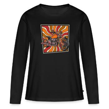 Moto Motard Motard - T-shirt manches longues Premium bio Femme - noir - Devant - Julia (174cm)