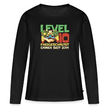 Gaming 10. Geburtstag 10 Jahre Gamer - Frauen Premium Bio Langarmshirt - Schwarz - Vorne - Julia (174cm)