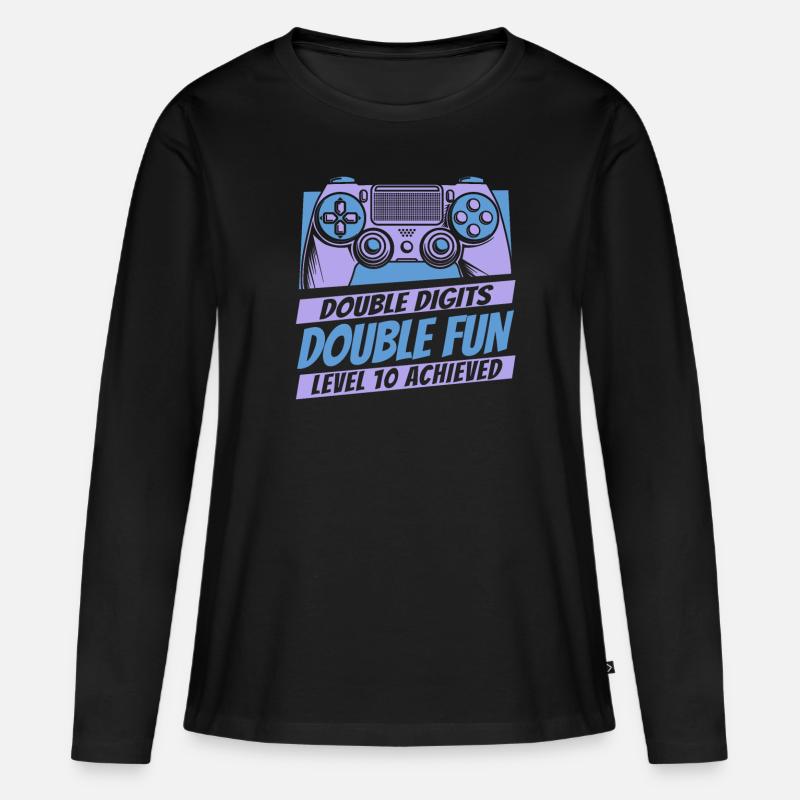 Gaming 10. Geburtstag 10 Jahre Gamer - Frauen Premium Bio Langarmshirt - Schwarz