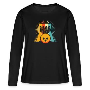 Bowling Bowlen Bowler - Frauen Premium Bio Langarmshirt - Schwarz - Vorne - Julia (174cm)