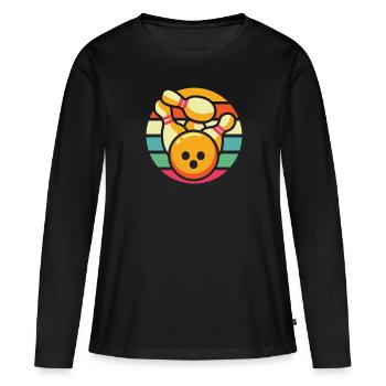 Bowling Bowlen Bowler - Frauen Premium Bio Langarmshirt - Schwarz - Vorne - Julia (174cm)